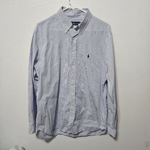 RALPH LAUREN POLO LONG SLEEVE SHIRT BLUE WHITE PINSTRIPE STRIPED 16-1/2 34/35 L